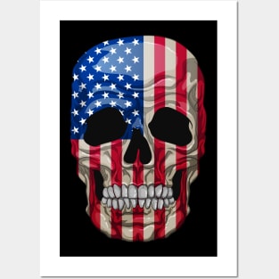 Skull, American flag Posters and Art